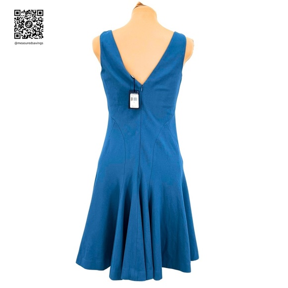 Ralph Lauren Blue Label (Medium NWT} - Blue V-Neck Fit & Flare Dress - Picture 2 of 16
